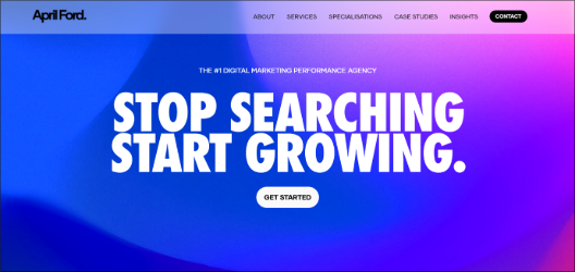 April Ford Website Womepage A screenshot of the April Ford website's homepage